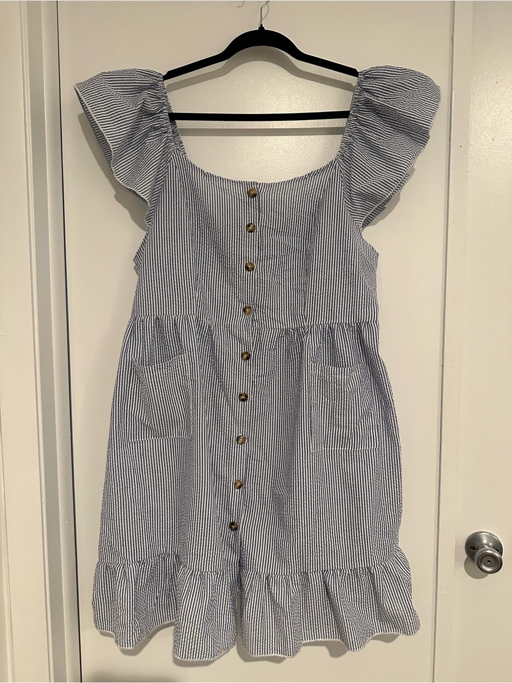 NWT SHEIN Curve, Blue/White Stripes Dress, w/pockets, 3XL Plus